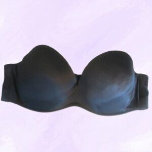 Cacique Lane Bryant strapless plain solid basic bra in black size 42DD (42E).